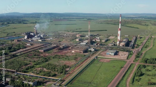 Southern Urals, Meleuz mineral fertilizers plant. Aerial view.