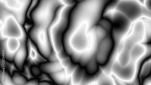 The luminous monochromatic background creates a metallic texture full of energy, mystery, and scary