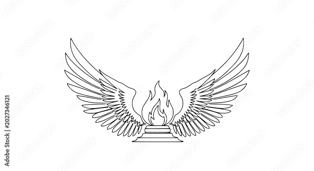 Fototapeta premium Winged Torch Emblem: Symbol of Freedom, Enlightenment, and Victory
