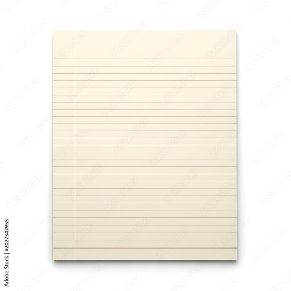 Naklejka premium A blank, lined notepad page with a yellow hue, ready for notes