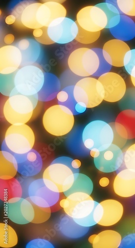 Colorful Defocused Light Circles Glowing in Abstract Festive Background