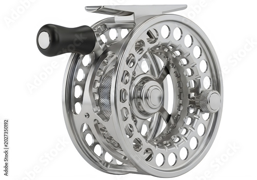 Close-up of vintage fishing reel with handle
