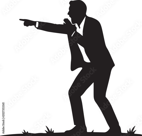 Football Team Coach Manager Directing Play Silhouettes