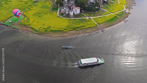 Aerial View of Shendu Town is located in Shexian County, Huangshan City, Anhui Province, China.