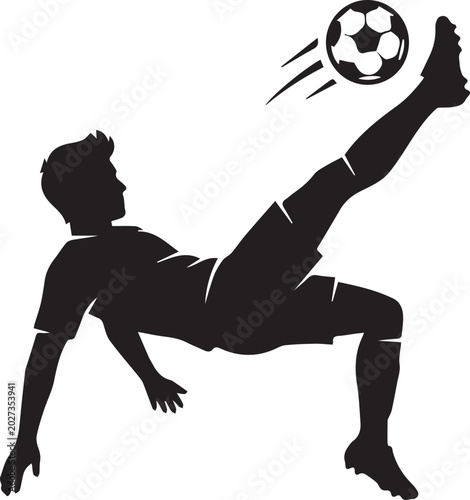 Soccer Player Bicycle Kick Mid Air Acrobatics Silhouettes