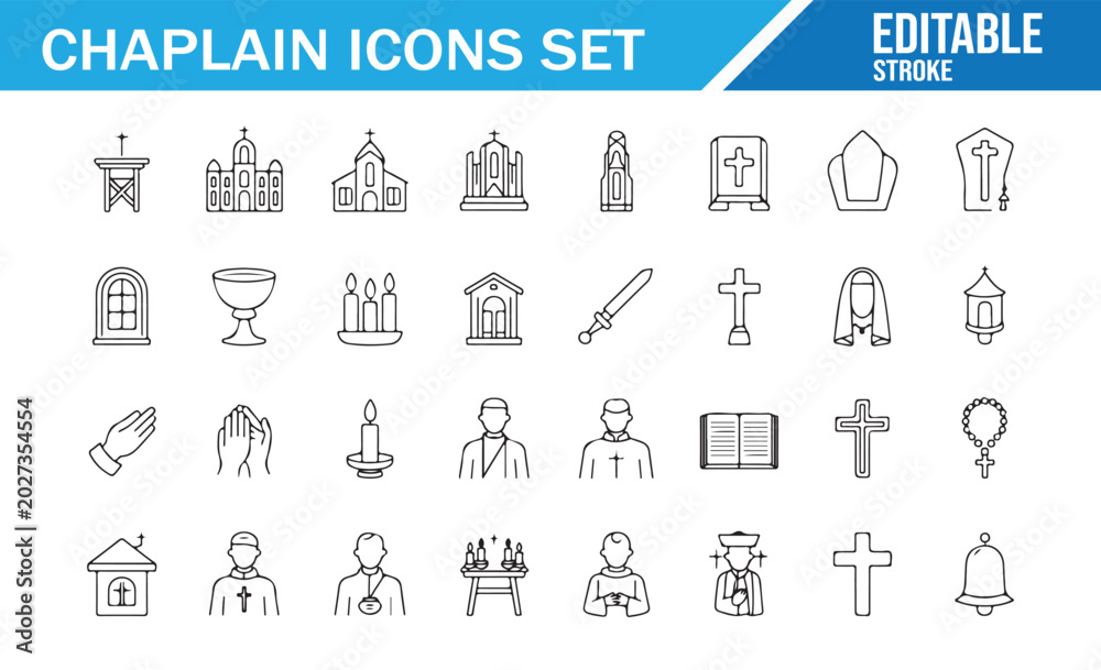 Fototapeta premium Editable Religion Icons Collection for Chaplain and Spiritual Care Design