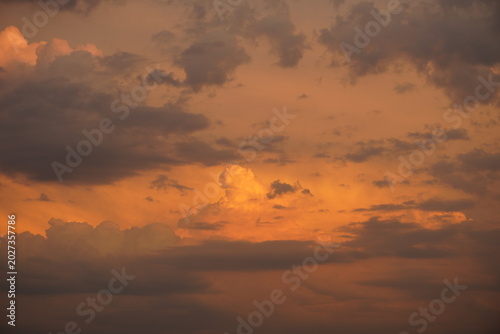 Clouds in the sky during sunset. Beautiful natural background.