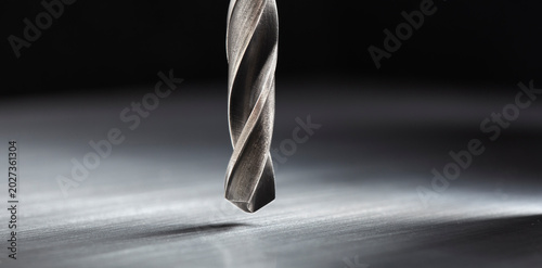 Canvastavla drill bit with technical lubricant make hole in metal aluminum plate
