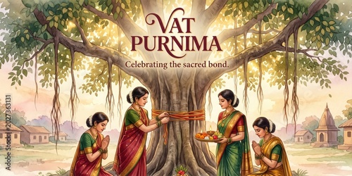 Artistic Calligraphy Vat Purnima Festival Artwork