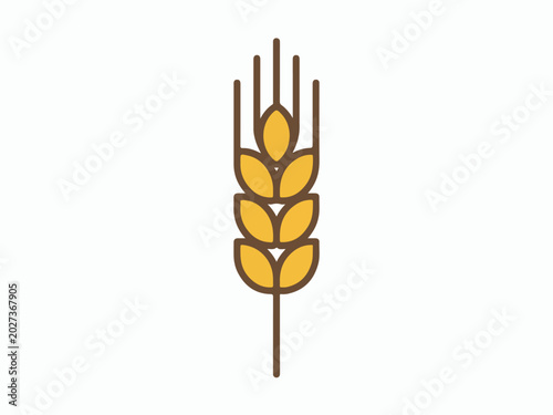 Single wheat stalk icon simple flat vector illustration representing agriculture and food isolated on white background