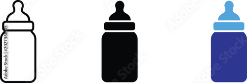 Bild auf Leinwand Newborn baby feeding milk bottle nipple vector illustration icon set for nutriti