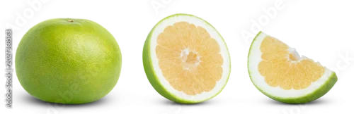 Panel kuchenny z motywem Green sweety grapefruit citrus fruit, half and cut in s slice of pomelo, pomelit or Oroblanco citrus fruit isolated.