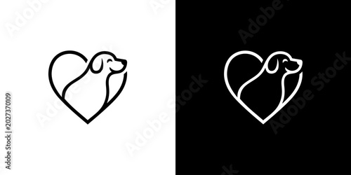 dog and cat pet combination logo, circle, logo type, creative 