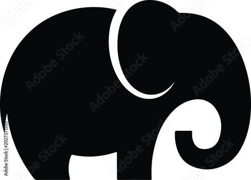 Silhouette vector black elephant icon isolated on white design
