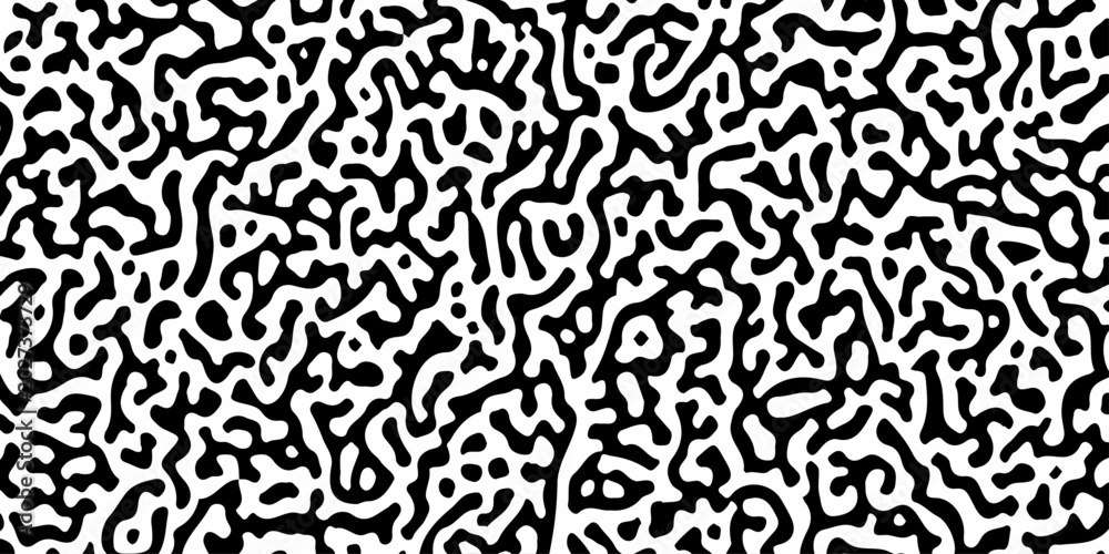 Fototapeta premium An abstract black and white pattern resembling organic shapes or cells creates a visually captivating and modern design.