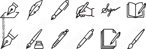 Various pens and pencils icons