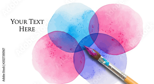 Quadro su tela Watercolor, paintbrush, colorful background, customizable template, abstract art