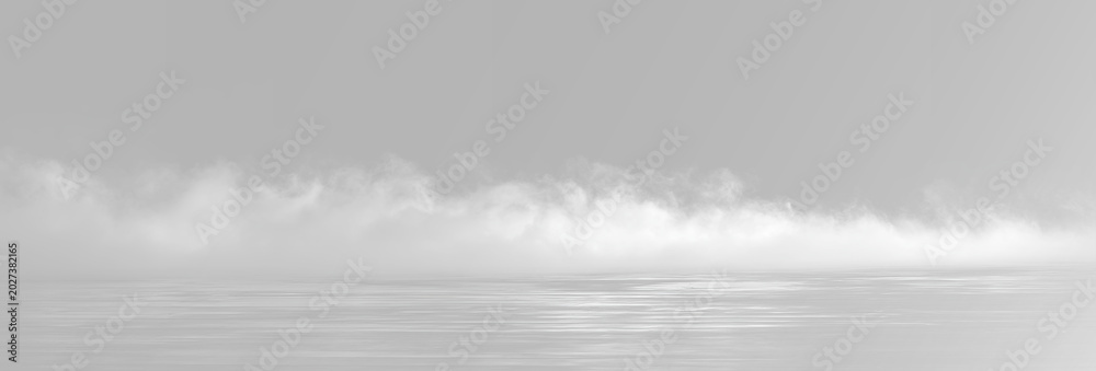Fototapeta premium Realistic white smoke cloud set, atmospheric horizontal dense fog mist and cinematic smoke stream puff on grey backgrounds