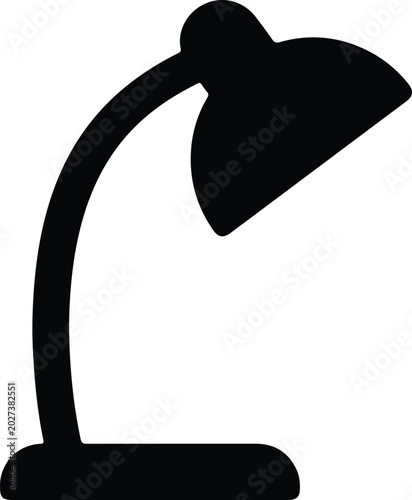 Silhouette vector desk lamp icon for office lighting design