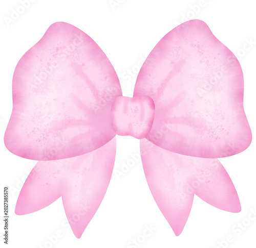 cute fashion pink bow tie ribbon accessories watercolor cartoon illustration