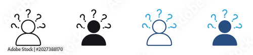 Foto Confused User Icon Set, Decision Making, Problem Solving and Question Support concept icon, vector illustration