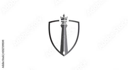 Tableau sur toile Crown on shield with tower.