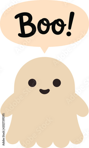 Foto Cute ghost illustration with speech bubble saying boo pastel colors