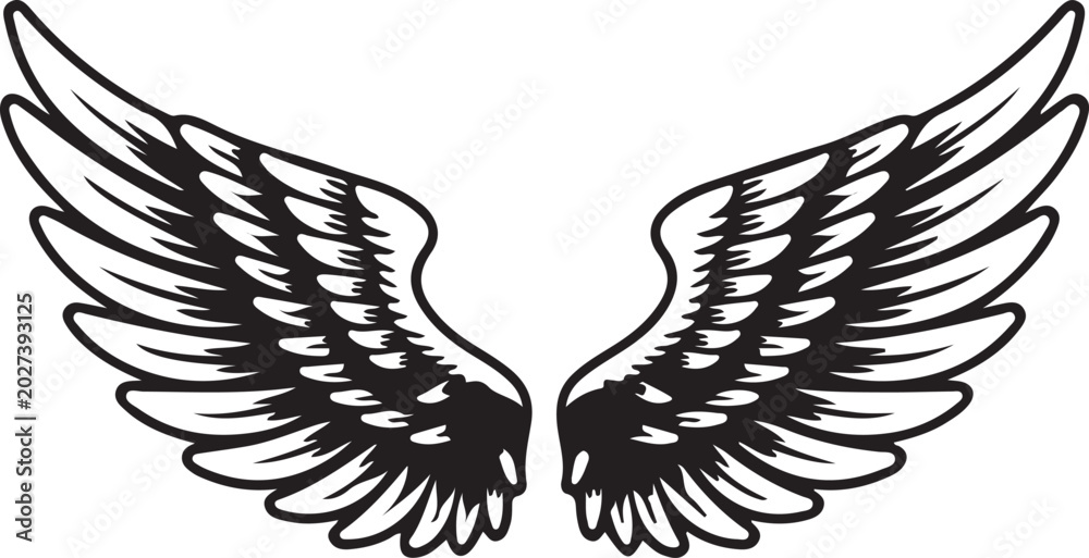 Obraz premium Black and white angel wings icon