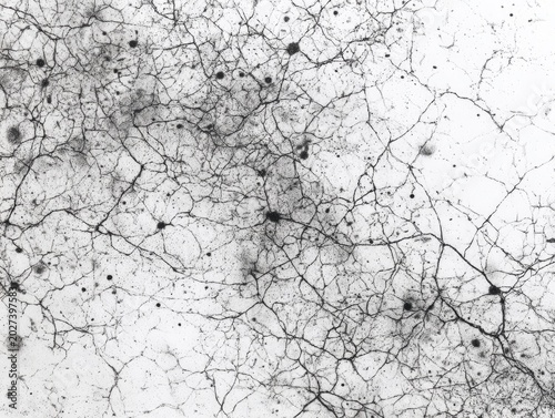 Intricate, branching neural network with dark nodes on a light background