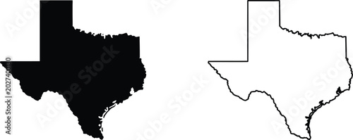 Bild auf Leinwand Texas state map icons, outline and silhouette shapes representing geographic location navigation and regional mapping concepts
