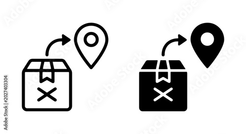 Schilderij op canvas Delivery Tracking Icons, Package Location Pins, Shipping Route Markers, Logistic