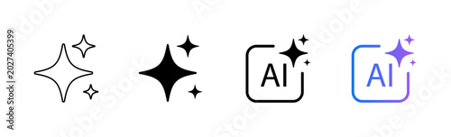 Bild auf Leinwand AI Sparkle Generate Symbol Icon Set for Artificial Intelligence Applications, Ma