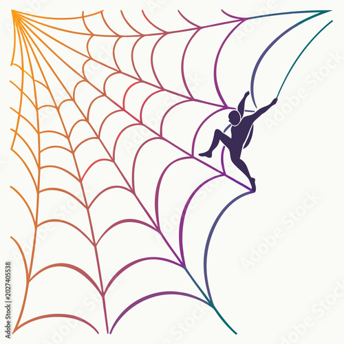 Fotografia Spider climbing colorful web