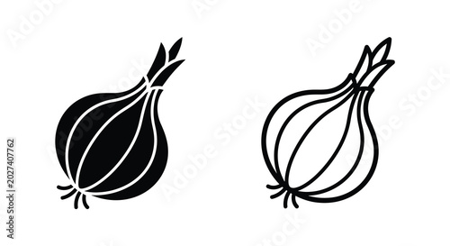 onion silhouette icons black and white line art