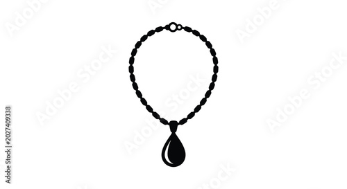 Fotografija necklace silhouette with teardrop pendant on white background