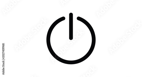 Foto power button icon black line on white background