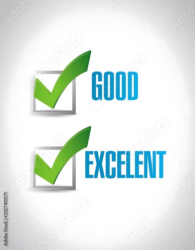 Conceptual illustration showing good and excellent performance with green check marks.