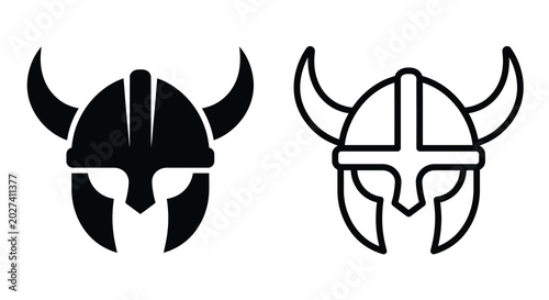 viking helmet silhouettes on white background