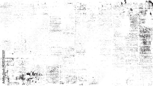 Foto Black and white textured background of densely packed text and scattered dots ab