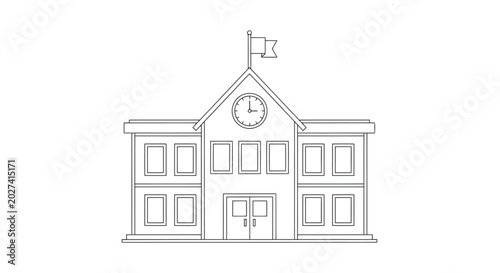 Minimalist EPS Vector Icon Representing The Structural Outline Of A Generic School.