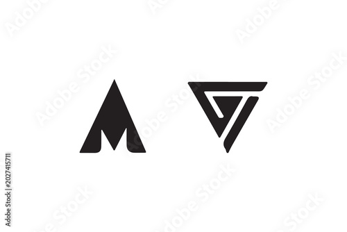 Minimalist abstract geometric logo design with mountain and triangle symbols in black