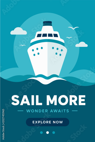 Cruise Ship Travel Poster Illustration
