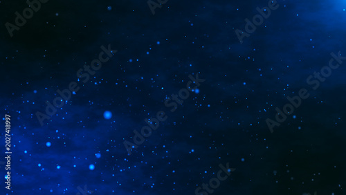 Fotografie An illustration with a dark blue background filled with shimmering particles with blurred transitions