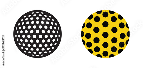 Set of golf ball icons with polka dot pattern vector illustration isolated  on white background
