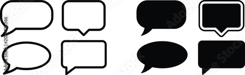 Speech bubble icons, modern chat symbols for digital communication messaging apps and social media design concepts.