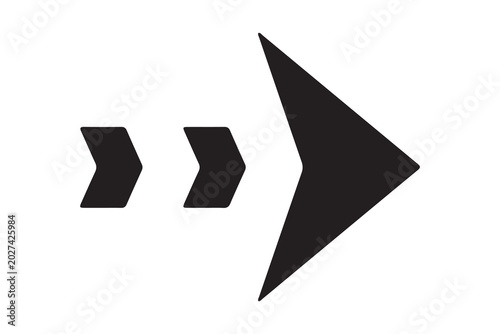 Modern Fast Forward Arrow Icon - Triple Chevron Directional Pointer for Navigation and Next Action Symbol