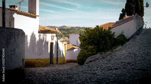 Walking around picturesque Obidos, Portugal