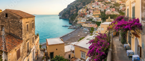 Positano, Italy along the stunning Amalfi Coast.
