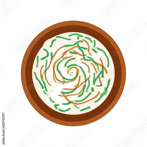 Bowl containing a textured mixture of green and brown strands sits against a neutral background to evoke an organic culinary aesthetic.