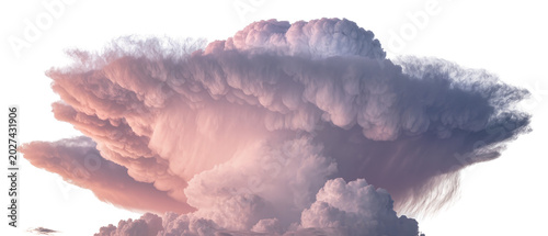 Foto Massive cumulonimbus cloud formation with pink and purple hues, isolated on tran